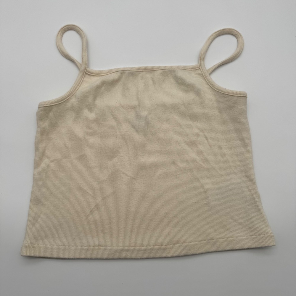 Madewell Ribbed Spaghetti Strap Tank Top Cream Off-White Small Cottage Core